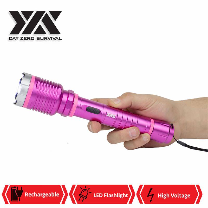 DZS Special Force Pink Tactical Metal Stun Gun Rechargeable LED Flashlight - Tophatter's Army Products & Self Defense Collectible Weapons - Tophatter Daily Deals